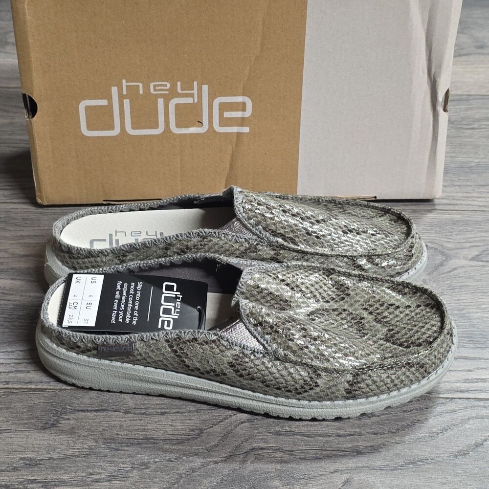 Hey Dude Lexi Leopard Black Women's Size 6 US/ 37 EU Loafer Slip on Mule NEW